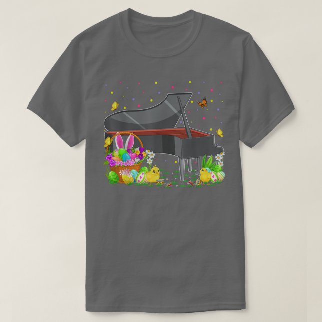 Bunny Piano Påskägg Hunt Funny Piano Påsk Sol T Shirt (Design framsida)