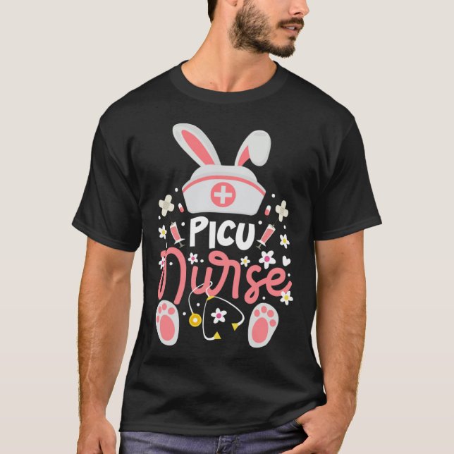 Bunny PICU Nurse Bunny Ears Pediatric Intensive Ca T Shirt (Framsida)