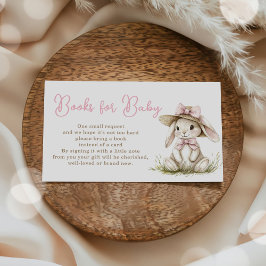 Bunny Pink Bow Baby Shower Books for Baby Tilläggskort