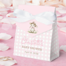Bunny Pink Bow Gingham Baby Shower