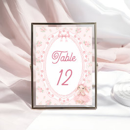 Bunny Pink Floral Table Number