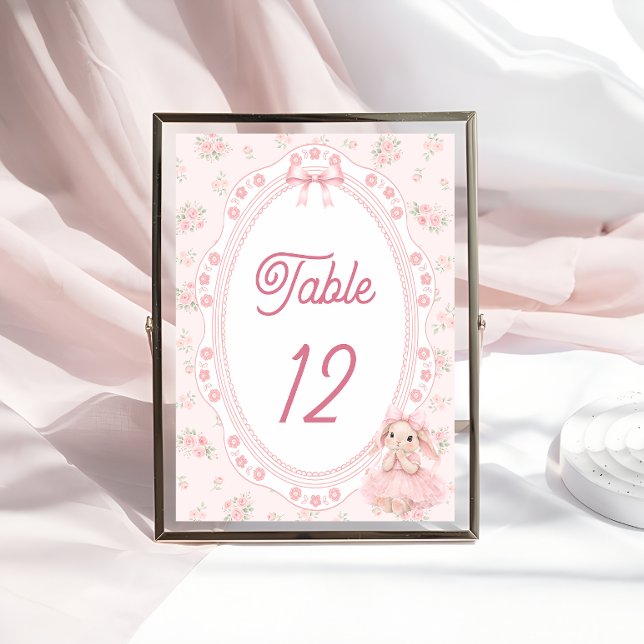 Bunny Pink Floral Table Number (Skapare uppladdad)