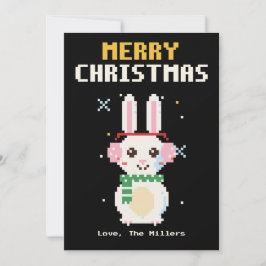 Bunny Pixel Art Christmas Card Julkort