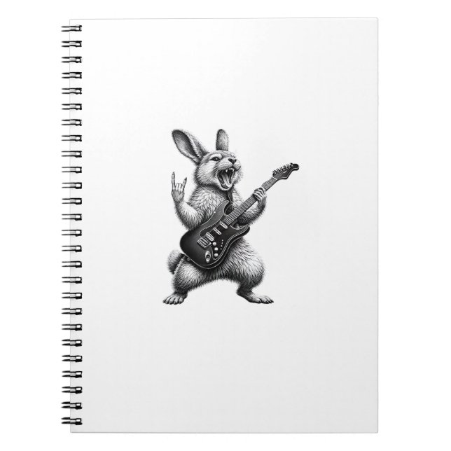 Bunny Playing Guitar Rock Star Bunny Lover Easter  Anteckningsbok (Framsidan)