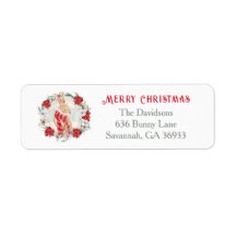 Bunny Poinsettia-Returetiketter