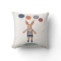 Bunny pojke lyft upp med ballonger i rum