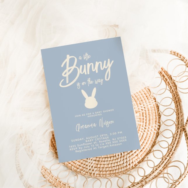 Bunny Pojke Shower Cute Light Blue Inbjudningar (Skapare uppladdad)