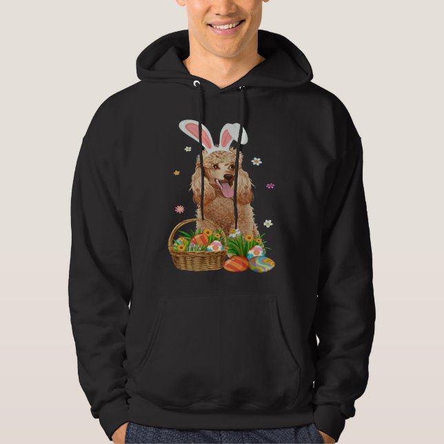 Bunny Poodle Dog & Easter Egg Basket Easter Day Ki Hoodie (Framsida)