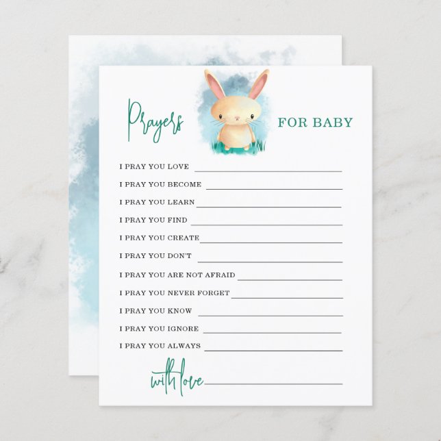 Bunny - Prayers for baby card (Fram/baksida)