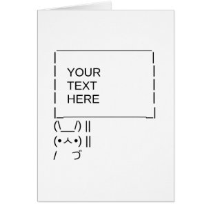 Bunny Protest Sign/Anpassade ASCII Text Art Hälsningskort