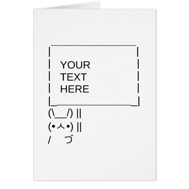 Bunny Protest Sign/Anpassade ASCII Text Art Hälsningskort (Framsidan)