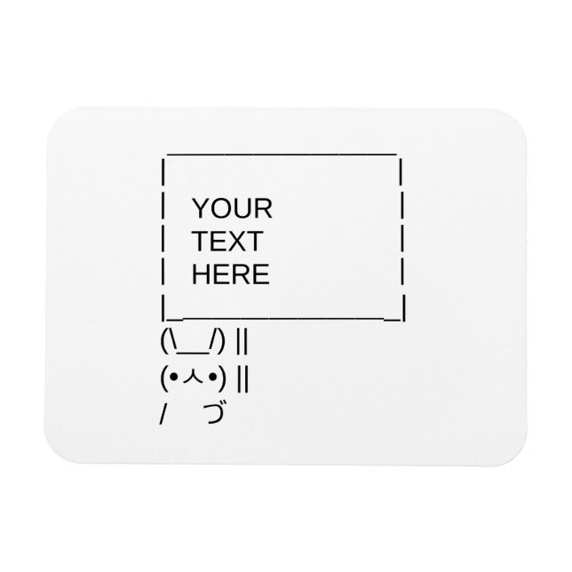 Bunny Protest Sign/Anpassade ASCII Text Art Magnet (Horisontell)