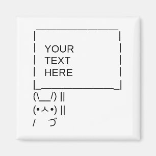 Bunny Protest Sign/Anpassade ASCII Text Art Magnet