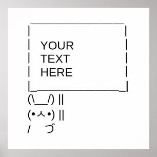 Bunny Protest Sign/Anpassade ASCII Text Art Poster