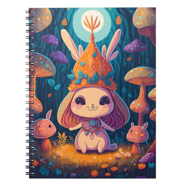 Bunny Queen Fantasy Forest Illustration Anteckningsbok (Framsidan)