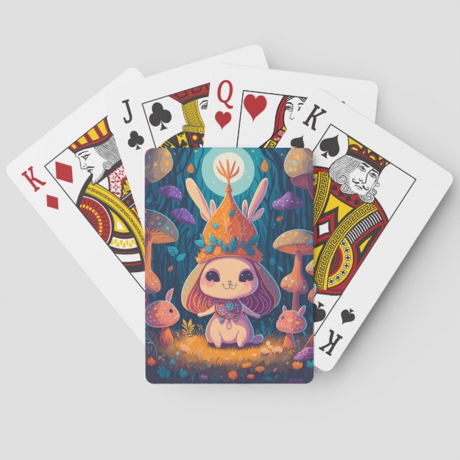 Bunny Queen Fantasy Forest Illustration Casinokort (Baksidan)