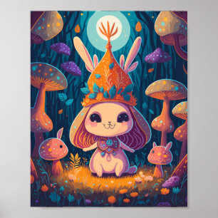 Bunny Queen Fantasy Forest Illustration Poster
