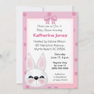Bunny Rabbit Ansikte Baby Shower Inbjudningar