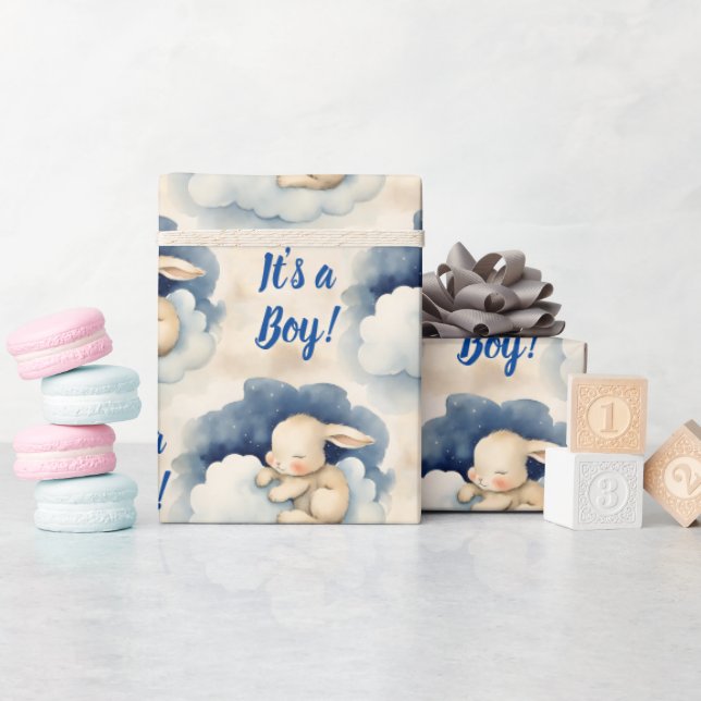 Bunny Rabbit är en pojkbabyskabare Presentpapper (Baby Shower)