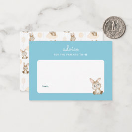 Bunny Rabbit Baby Shower Blue Parenting Advice Anteckningskort