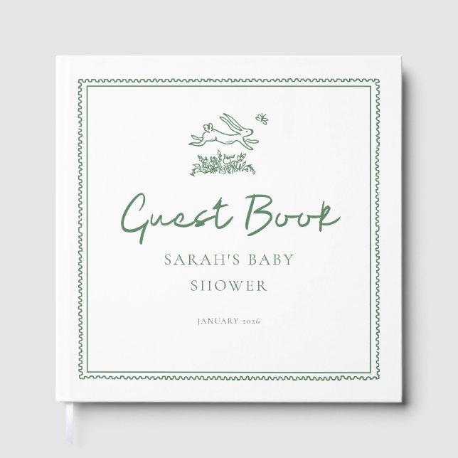 Bunny Rabbit Baby Shower Guest Book Gästböcker (Framsida)