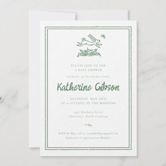 Bunny Rabbit Baby Shower Invitation Inbjudningar (Framsida)