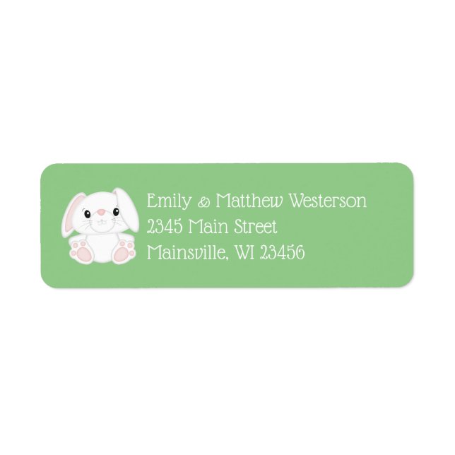 Bunny Rabbit Baby Shower Returadress Etikett (Framsidan)