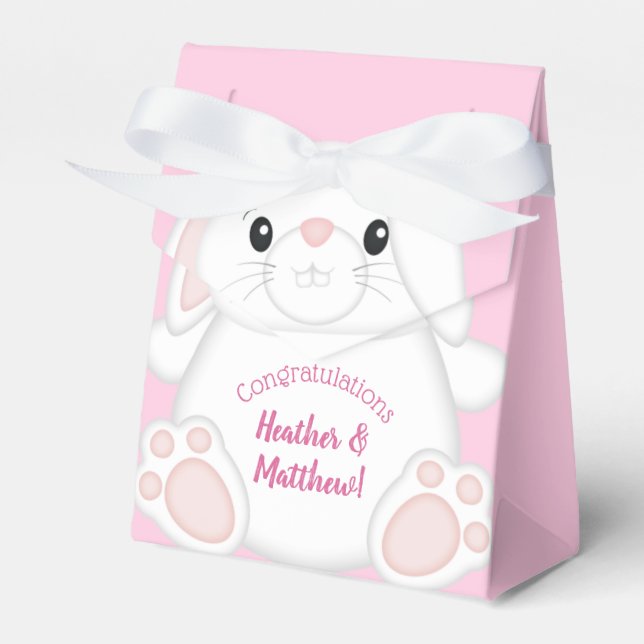 Bunny Rabbit Baby Shower Rosa Presentaskar (Framsidan Sidan)