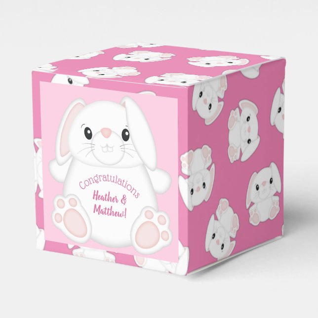 Bunny Rabbit Baby Shower Rosa Presentaskar (Framsidan Sidan)