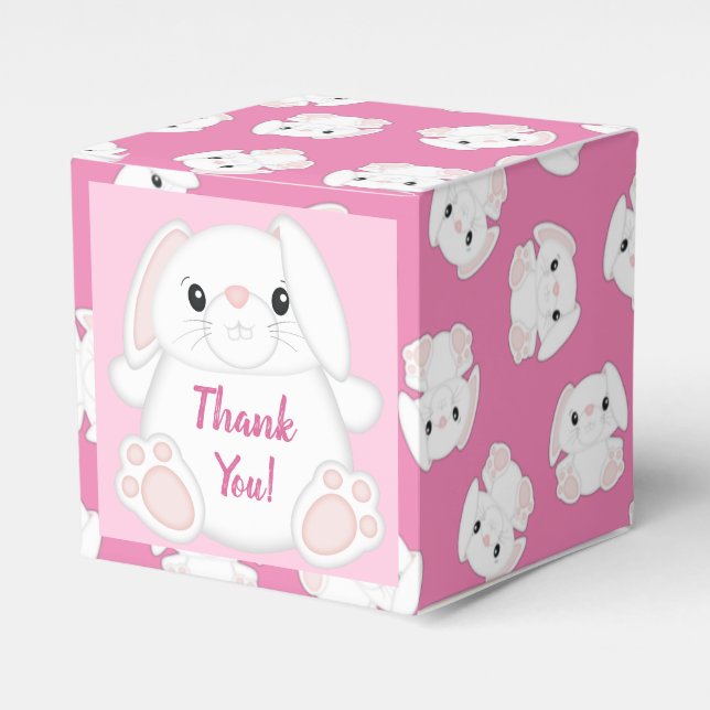 Bunny Rabbit Baby Shower Rosa Presentaskar (Framsidan Sidan)