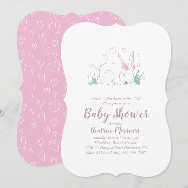 Bunny Rabbit Baby Shower Woodland Animals Inbjudningar (Fram/baksida)