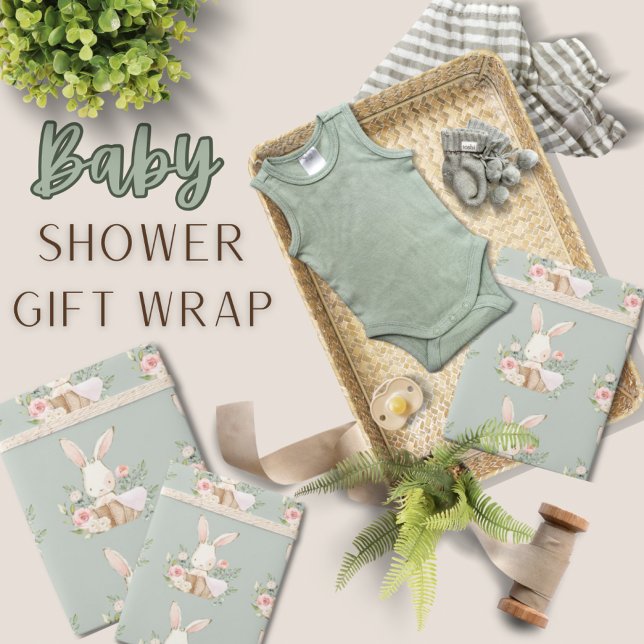 Bunny Rabbit Baby Shower Wrapping Papper Presentpapper (Skapare uppladdad)