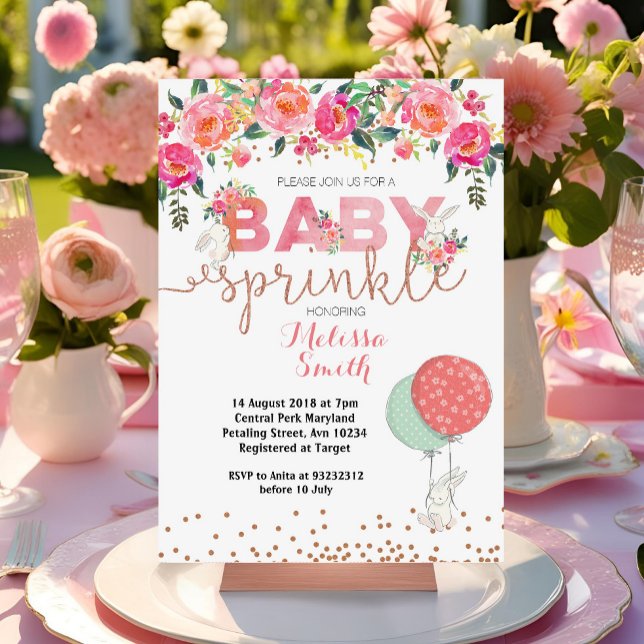 Bunny Rabbit Baby Sprinkle-inbjudningskort Inbjudningar (Skapare uppladdad)