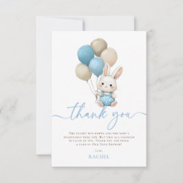 Bunny Rabbit Balloons Blue Boy Baby Shower Tack Kort