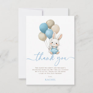 Bunny Rabbit Balloons Blue Boy Baby Shower Tack Kort