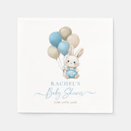 Bunny Rabbit Balloons Blue Pojke Shower Pappersservett