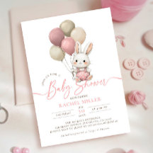 Bunny Rabbit Balloons Rosa Girl Baby Shower
