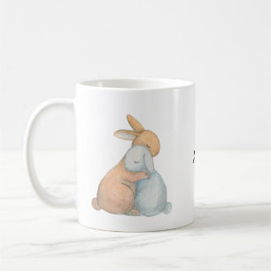 Bunny Rabbit Best Friends Hugging BFF, eget namn Kaffemugg