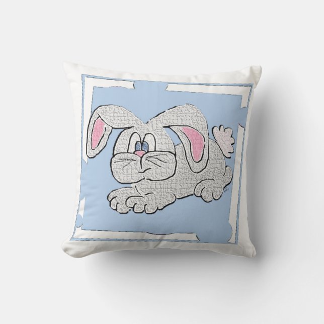 Bunny Rabbit (blå) Kudde (Framsida)