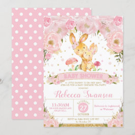 Bunny Rabbit Blommigt Baby Shower Flicka Inbjudningar