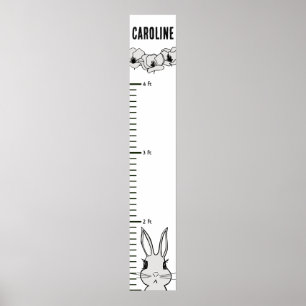 Bunny Rabbit Blommigt Growth Diagram Poster