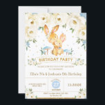 Bunny Rabbit Blommigt Joint Birthday Sister Brothe Inbjudningar<br><div class="desc">Anpassa den här visuella inbjudan till den gemensamma födelsedagen för elfenben-Blommigten med dina uppgifter om party enkelt och snabbt, tryck helt enkelt på anpassningsknappen för att ytterligare ordna om och formatera stil och placera texten. Den här vita samlingen har en vacker elfenbensfärgad och blå vattenfärgsfärgad blommigt och två söta vattenfärgsbunnier....</div>