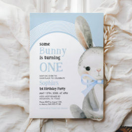 Bunny Rabbit Blue Arch 1st Birthday Boy Inbjudningar