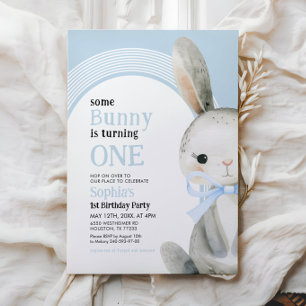 Bunny Rabbit Blue Arch 1st Birthday Boy Inbjudningar