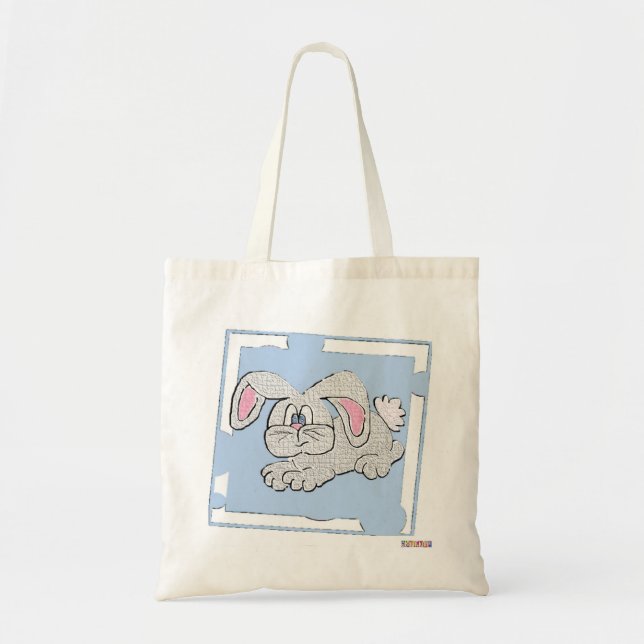 Bunny Rabbit Blue Background Tygkasse (Framsidan)