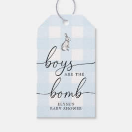 Bunny Rabbit Blue Gingham Bath Bomb Favor Tag Presentetikett