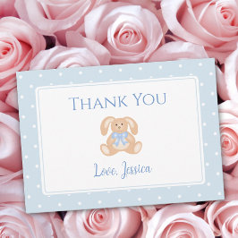 Bunny Rabbit Blue White Polka dots Boy Shower Tack Kort