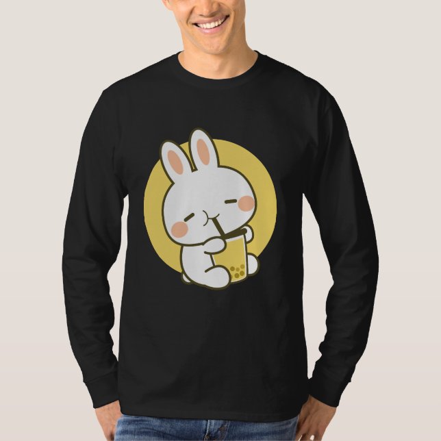 Bunny Rabbit Boba Tea Anime Kawaii T Shirt (Framsida)