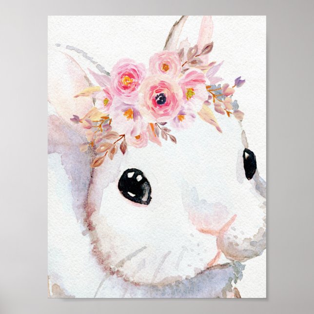 Bunny Rabbit Boho Chic Nursery Woodland Art Skriv  Poster (Framsidan)