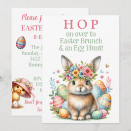 Bunny Rabbit Brunch och Påskägg Hunt-inbjudan Inbjudningar